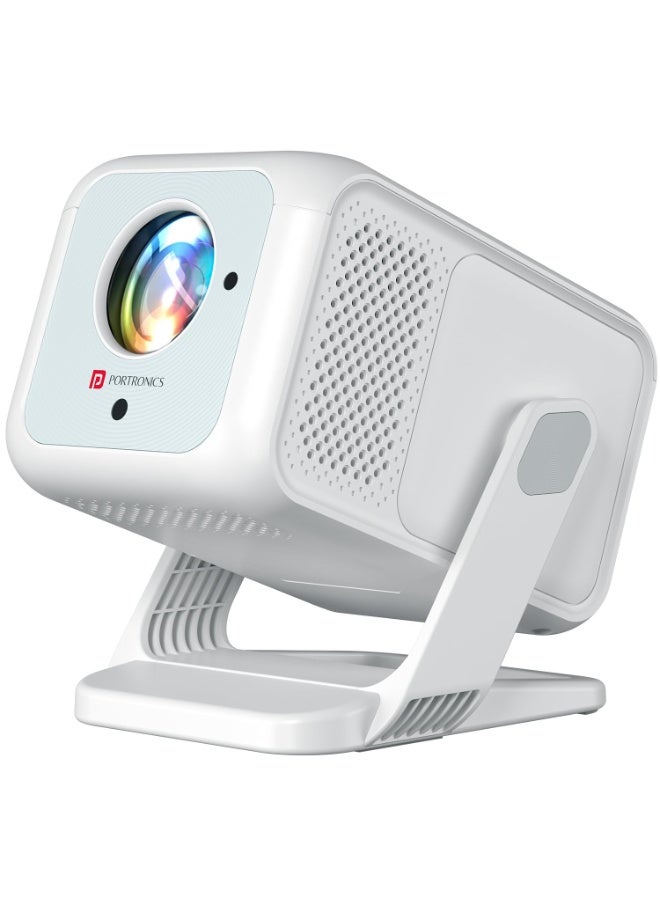 بورترونيكس Portronics Beem 450 Smart LED Projector with 1080p Full HD Resolution, Built-in Streaming Apps (Netflix, Prime Video, Hotstar), 4000 Lumens, Screen Mirroring, 3 Watt Speaker, Bluetooth, Wi-Fi (White) - Image 1